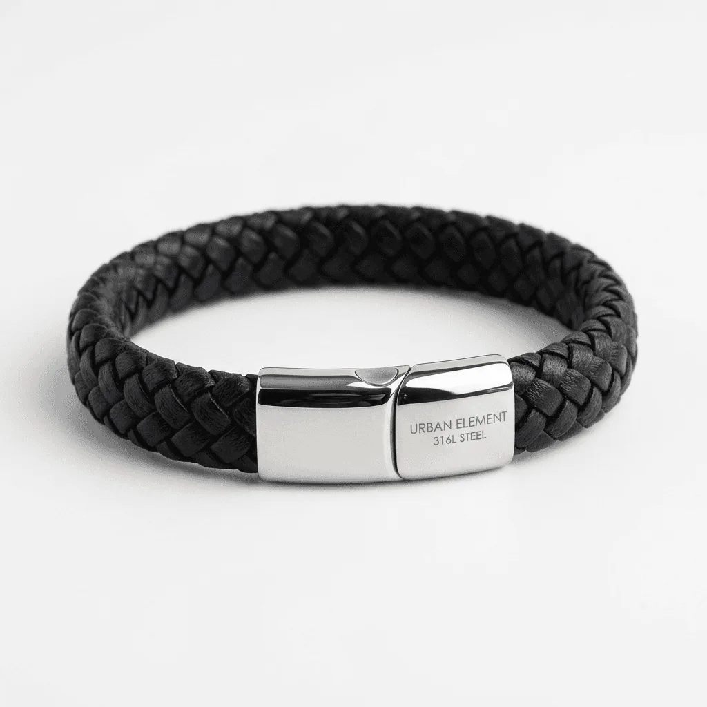 Leather and Steel Bracelet